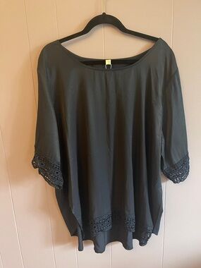 Black Lace-Trim Women’s Blouse - Brand